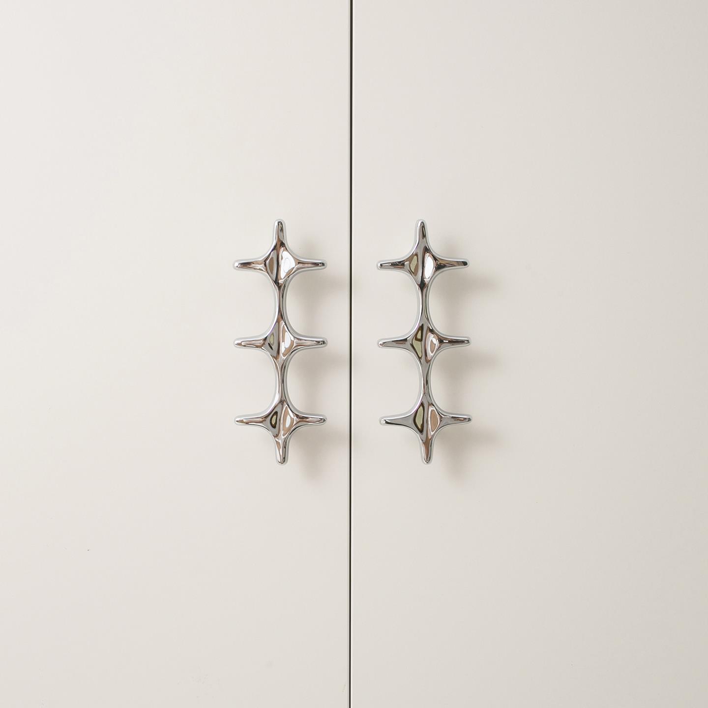 不止黄铜indoors原创设计小众银色简约黄铜衣柜门创意十字架拉手