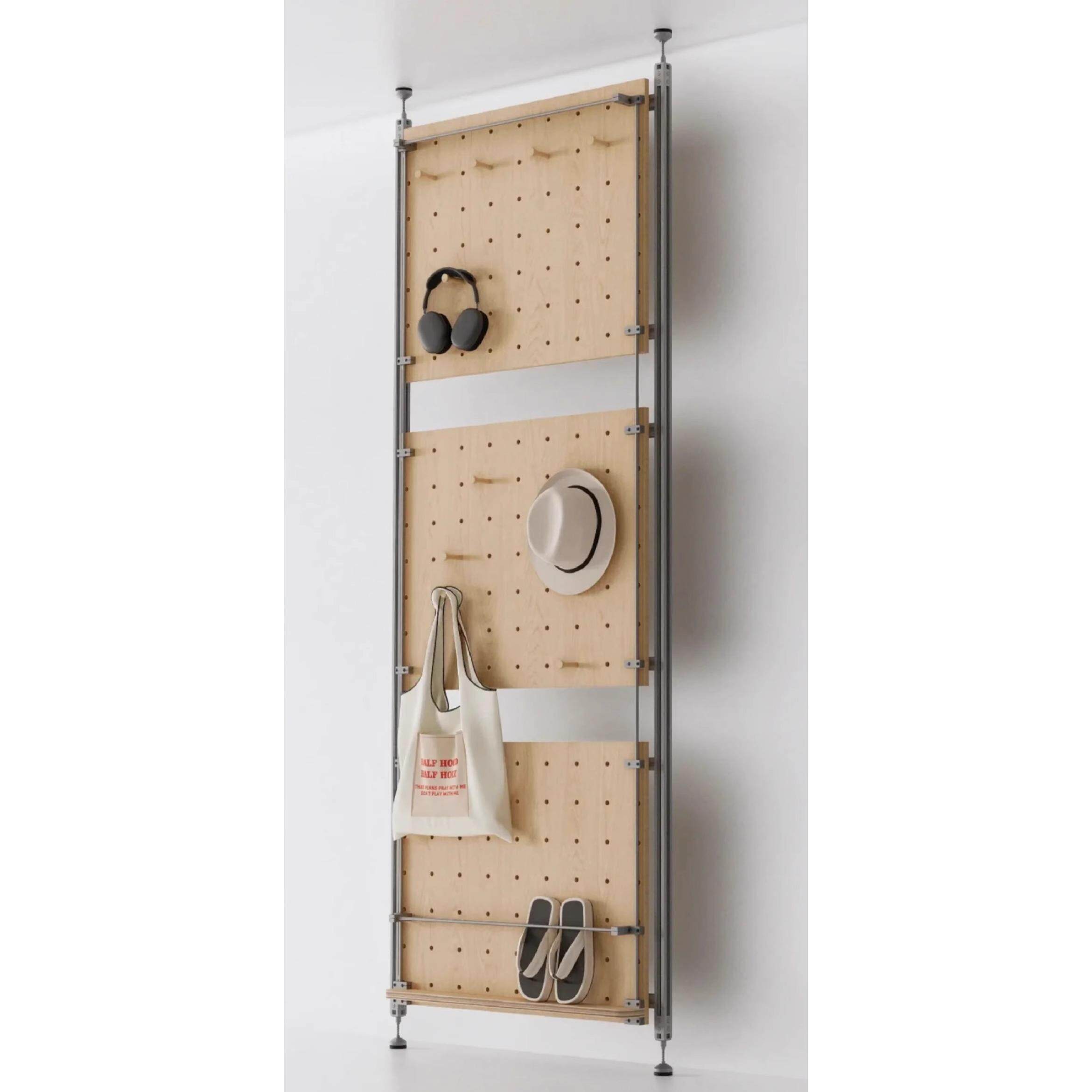 顶天立地铝型材洞洞板收纳架衣帽架入户玄关挂衣架门后极窄置物架