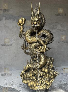 玻璃钢龙腾四海流水喷泉摆件户外庭院景观装饰大型落地喷水龙雕塑