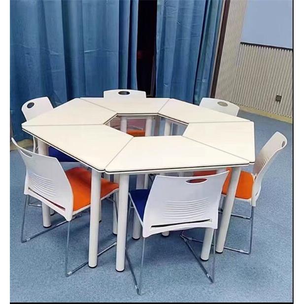 学生培训室六边形拼接探究阅览室智慧教室美术室组合五角形课桌椅