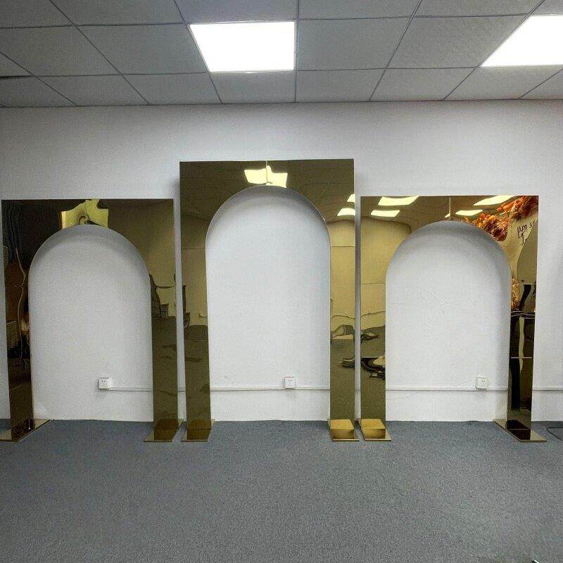 新款婚礼堂婚庆道具弧形不锈钢拱门屏风背景架子舞台布置户外花门