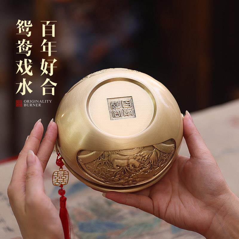 结婚铜火炉庆用品黄铜香炉新娘陪嫁妆旺夫火囱火铳手炉火冲旺盆炉