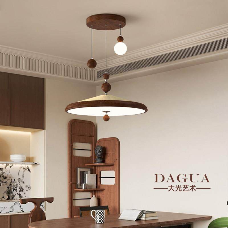 饭厅灯北欧覆古艺术胡桃木纹飞碟灯具个性创意魔豆中古风餐桌吊灯,家装灯饰光源,餐厅吊灯,淘宝优惠券,粉丝福利购,淘宝优惠卷