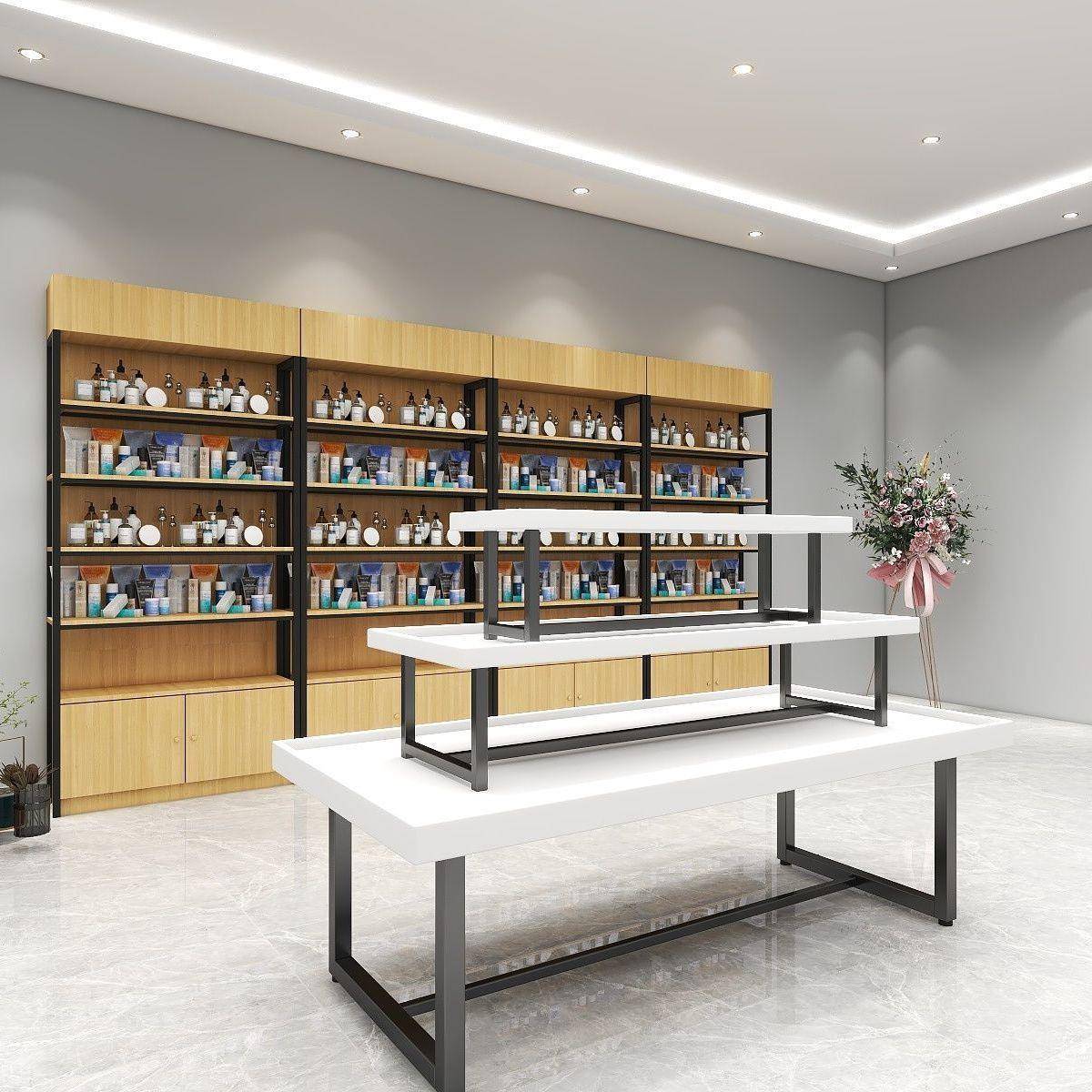 妆中岛柜母UEV婴百货组合三层超市鞋化货架展示架S流水台展品示2