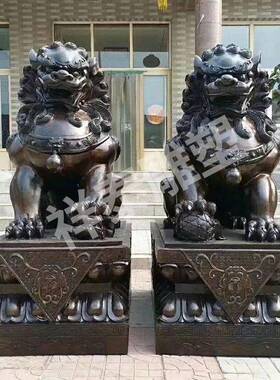 铸铜子雕塑门口铜狮铜狮子摆件景观园林铜狮子家厂制狮造铸铜动物