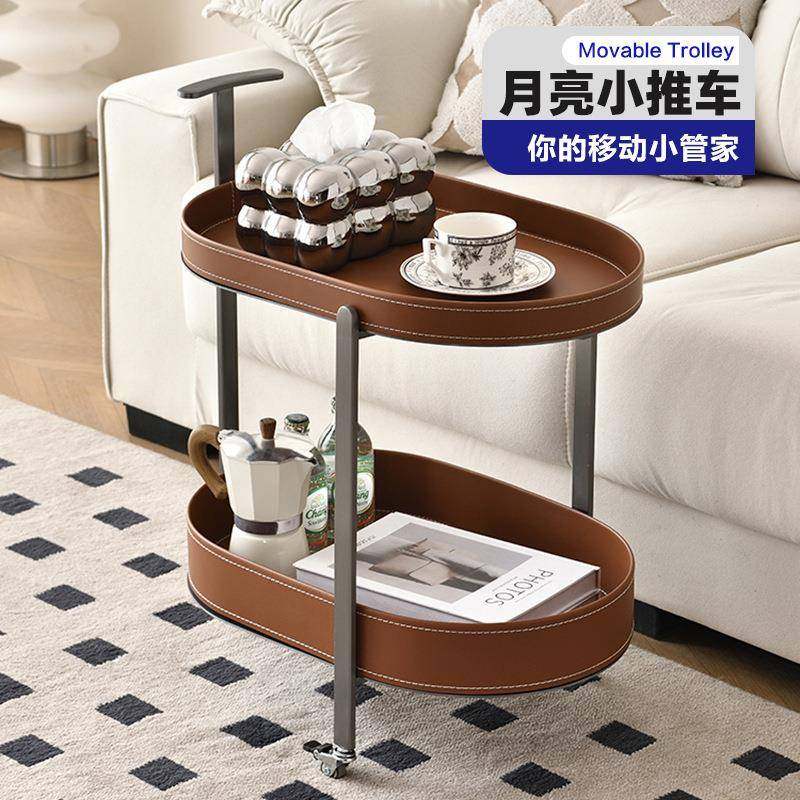 马鞍C039皮移动茶小推车边几室沙柜发边客厅家用角几卧几带轮置物