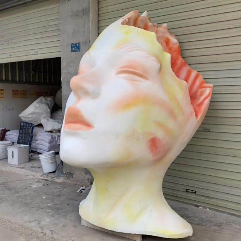 热销定制网红道具生肖美陈泡沫人脸雕塑艺伎大型人物造型咖啡店景