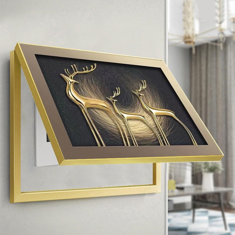 热销高端电表箱装饰画轻奢麋鹿壁画配电箱餐厅电闸盒总开关盒遮挡图片