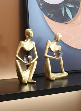 现代简约创意抽象人物小摆件房间书房卧室电视柜装饰高档工艺品