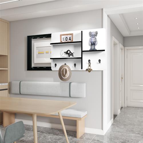 电表箱遮挡装饰置物架现代简约多功能实木配电箱收纳盒推拉带挂勾