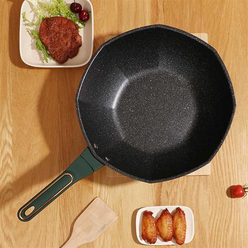 新品金喜源家用炒鍋不沾鍋麥飯石八角鍋炒菜平底鍋電磁爐煤瓦斯?fàn)t