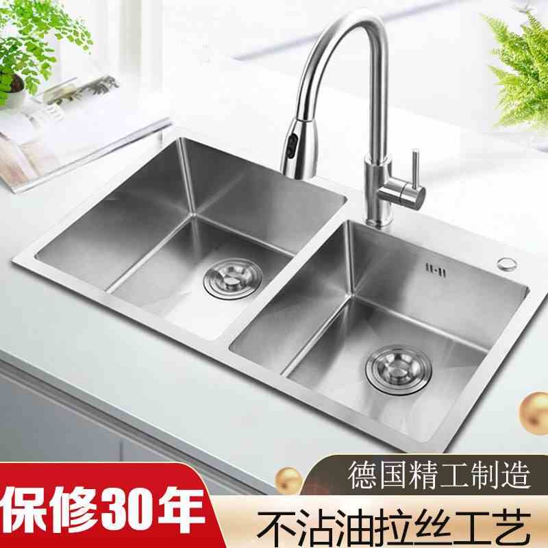 不锈钢洗菜盆304水槽 手工拉丝洗菜盆单双水槽家用厨房洗碗池洗菜