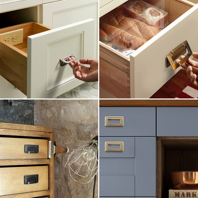 欧式隐形抽屉柜子衣柜门把手免打孔现代简约拉环嵌入式暗藏平拉手