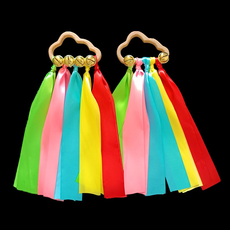 幼儿园小学早操器械儿童舞蹈表演道具运动会手拿彩虹圈彩带手摇铃