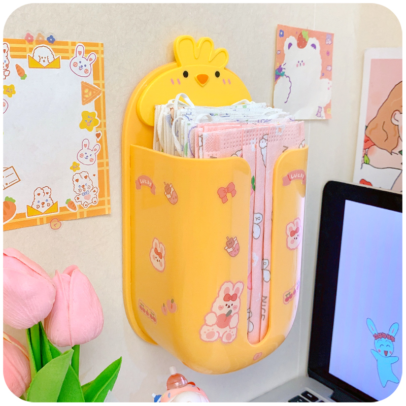 壁挂口罩收纳盒玄关门后家用儿童大容量可爱桌面放口鼻罩存放盒