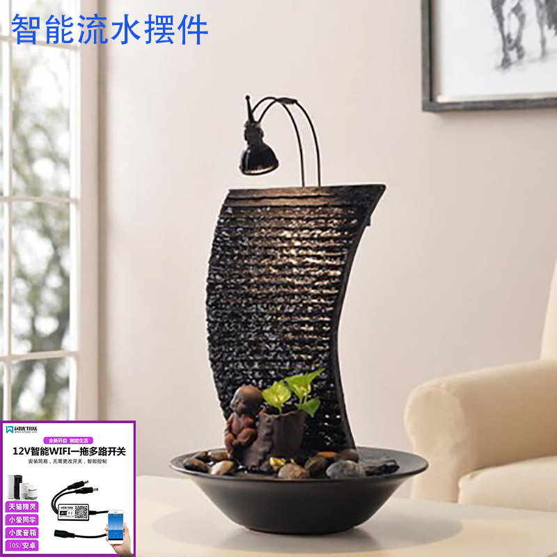 新品智能家居流水摆件居家办公流水生财招财摆件流水喷泉循环水
