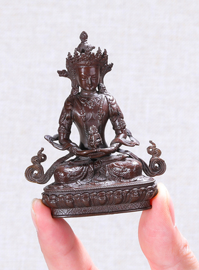 长寿佛佛像迷你古色禅意纯铜随身带2寸3神像藏传密宗佛台供奉摆件