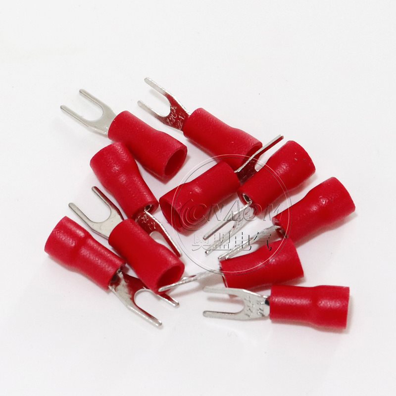 冷压端子SV1.25-4S接线端子3.2叉形预绝缘端头插簧连接片线鼻子