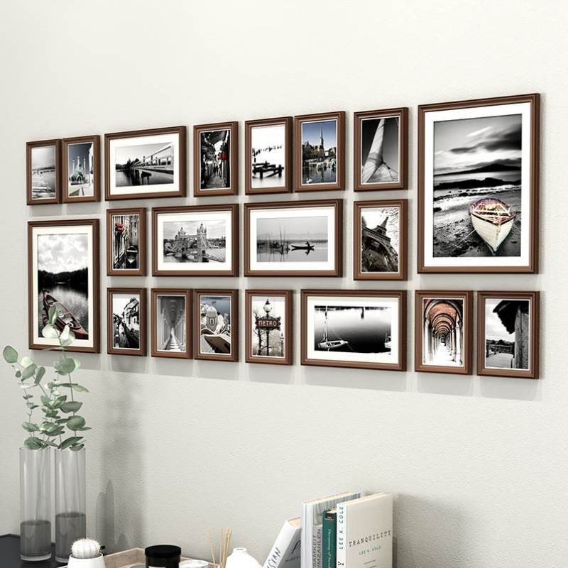 好货实木照片墙免打孔相片墙相框墙公司文化墙背景墙面装饰框挂墙