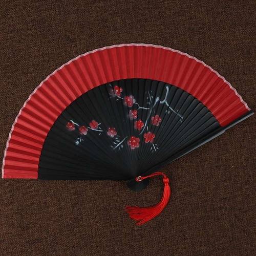 中国风精美女士喷绘折扇工艺真丝扇子夏季绢扇舞蹈演出折叠扇