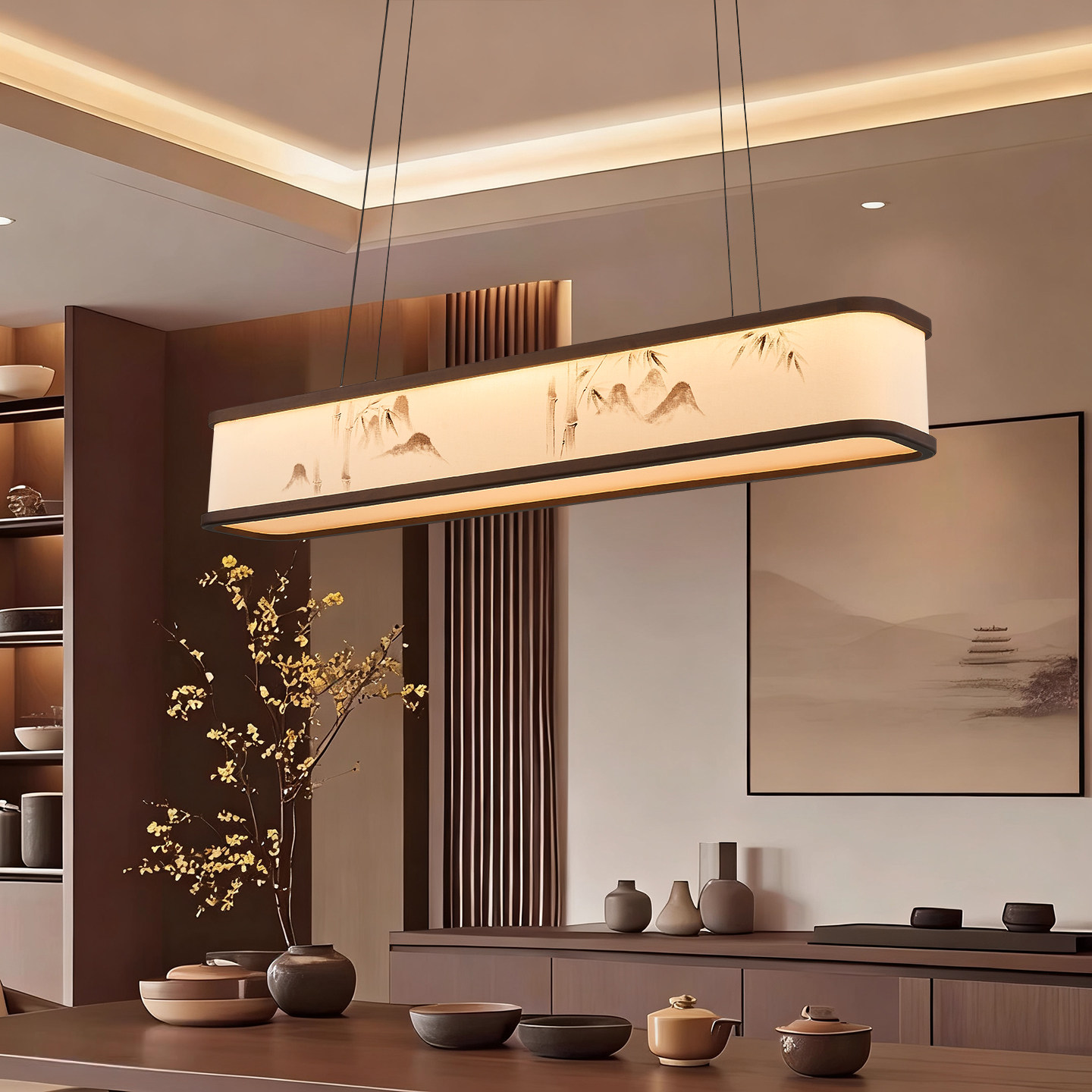 宋式美学餐厅茶室吊灯新中式国风艺术书房茶桌复古禅意布艺灯具,家装灯饰光源,餐厅吊灯,淘宝优惠券,粉丝福利购,淘宝优惠卷