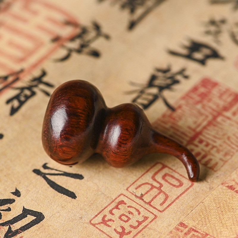 热销小叶紫檀雕刻葫芦手把件挂件手机吊坠钥匙扣配件DIY饰品佛珠