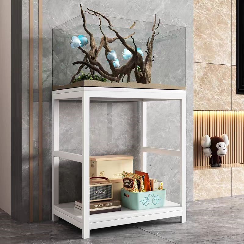 热销鱼缸架子鱼缸底柜金属底座钢架实木桌子双层钢木承重架小型托