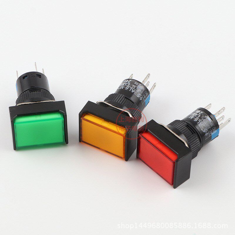 热销小微型矩形电源按钮开关带灯自锁LA16J-11DZ 红绿16mm 24V 22