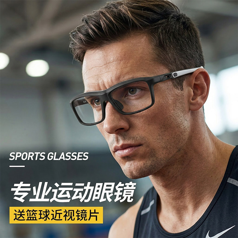 专业运动眼镜篮球近视可配度数防撞防爆足球打球防脱落护目镜男款