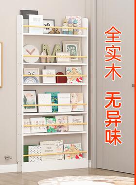 实木书架门后儿童绘本架置物架过道收纳柜白色壁挂薄窄柜靠墙