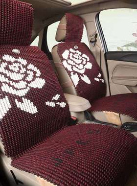 LYZD彩麻牡丹花系列手编汽车坐垫 新款冰丝座垫座套内饰用品