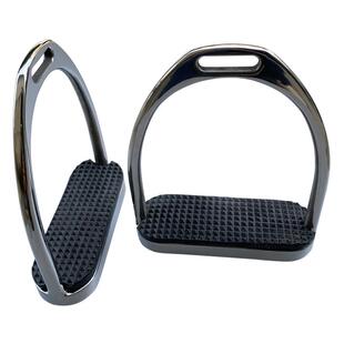 12厘米不锈钢马镫马具黑色防滑脚垫表面高光亮马蹬