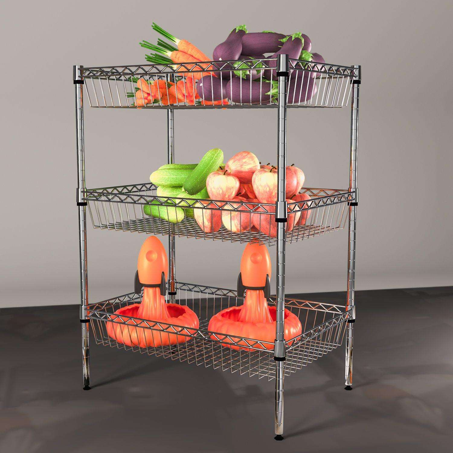 厨房置物架夹缝蔬菜收纳架子落地果蔬多层储物三层家用多功能4层