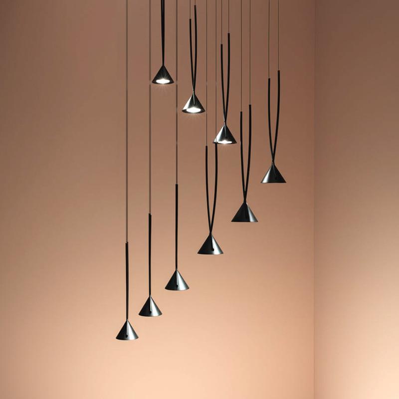 北欧楼梯间前台餐厅吧台床头客厅挑空跃层旋转别墅复式楼长线吊灯