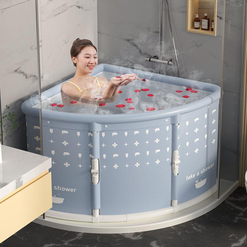 泡澡桶大人折叠扇形洗澡桶家用沐浴桶三角转角浴缸成人淋浴房专用