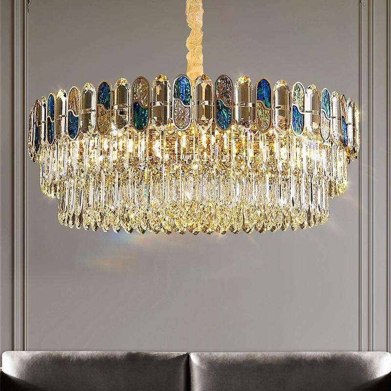 铧锒2025新款欧式高级感客厅水晶吊灯轻奢彩色贝壳主卧餐厅吊灯