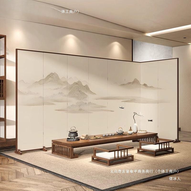 山水落地屏风隔断客厅遮挡酒店室隔断挡板大厅简约折叠玄关折屏家
