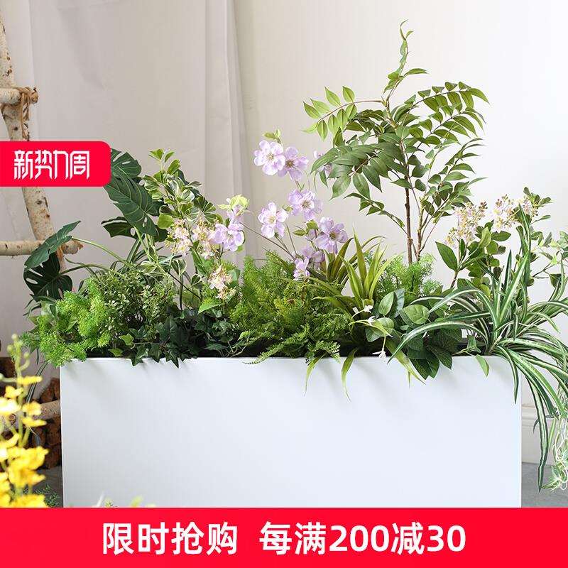 仿真龟背竹造景花箱花槽摆放植物插花隔断遮挡假花草装饰仿生绿植