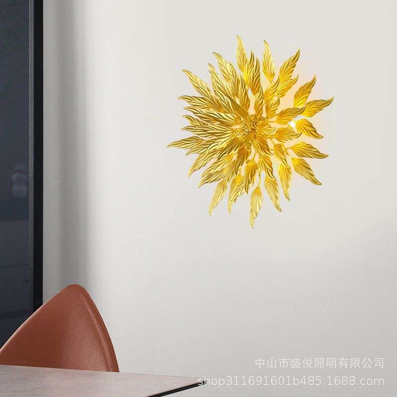 现代艺术创意叶子造型壁灯卧室书房楼梯灯典雅铝材餐厅饭店灯饰