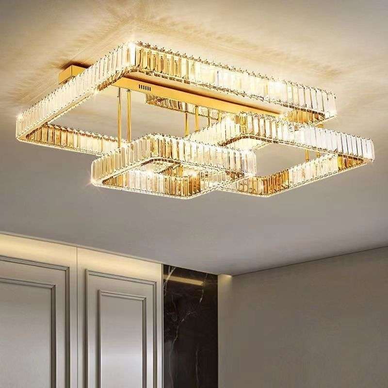 led吸顶水晶灯新款长方形客厅灯现代轻奢卧室灯房间灯奢华餐厅灯