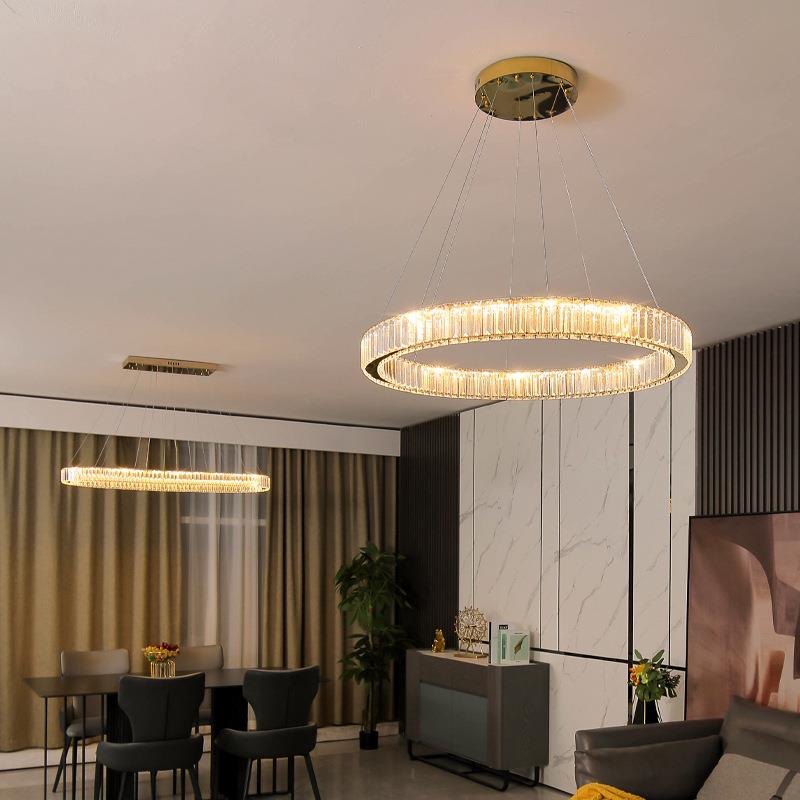 现代简约卧室房间书房创意个性圆形餐厅客厅吧台LED大气水晶吊灯