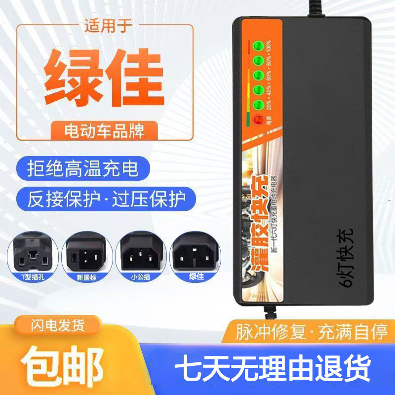 灌胶防震恒控六灯适用绿佳电动车充电器72v60v20Ah二轮三轮充电器