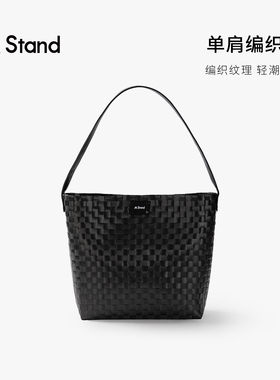 M Stand周边单肩编织包 菜篮子撞色通勤出行大容量ootd穿搭编织包