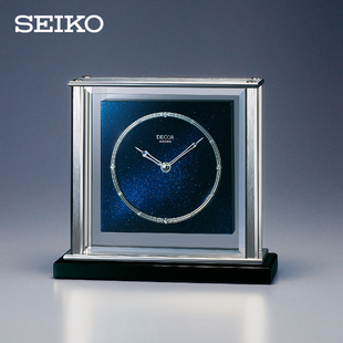 SEIKO精工台钟镂空机芯现代大气水晶玻璃DECOR奢华系列卧室座钟