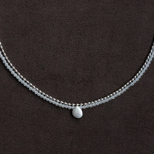 OLIO E ACETO纯银白水晶贝壳双层项链