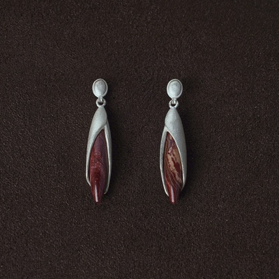 【欧阳娜娜同款】OLIO E ACETO油醋汁·花苞耳环 红蛇皮玉月光石