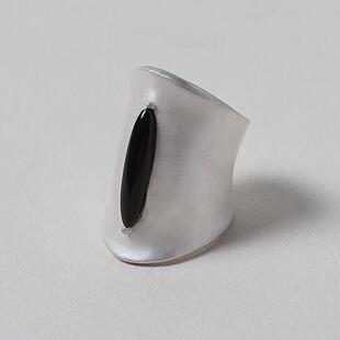 OLIO E ACETO油醋汁·纯银黑白洞宽戒指 黑曜石白玛瑙