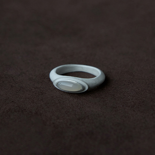 OLIO E ACETO油醋汁·纯银卫星戒指 黑曜石白玛瑙