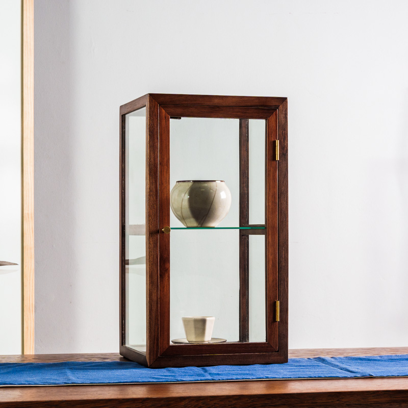 黑胡桃木实木茶具展示柜小防尘茶壶文玩古董实木制陈列柜玻璃展架