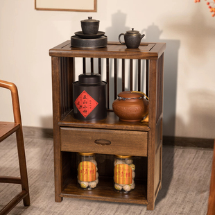 新型中式住宅家具茶柜边柜边桌壶一体柜小茶几咖啡桌
